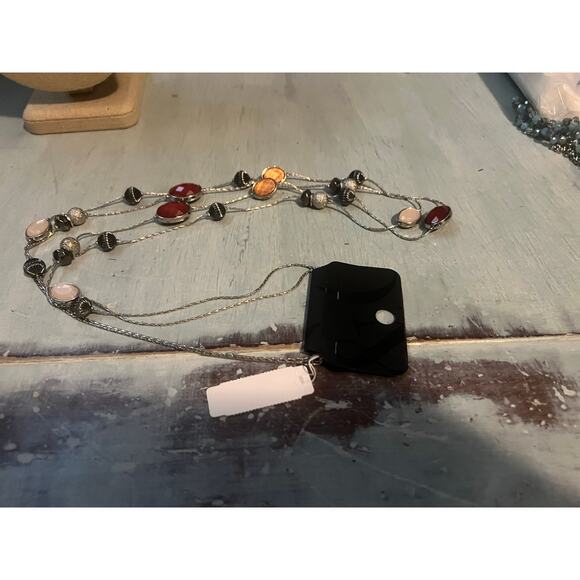 NWT BLACK FLOWER AND RHINESTONE WOMENS NECKLACE WHIMSYGOTH FLORAL FEMININE - Picture 7 of 10